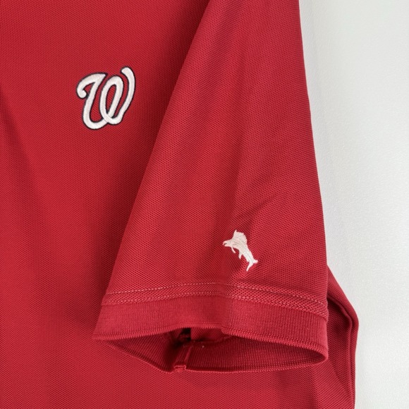 Tommy Bahama Men's MLB Washington Nationals Golf Athletic Polo Red Men's Size L - Picture 3 of 8